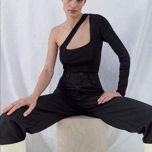 Black asymmetrical Zara bodysuit